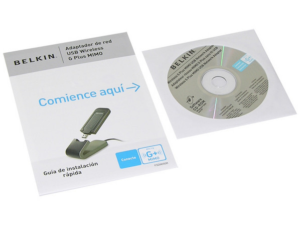 Adaptador USB Belkin para red inalámbrica G+ MIMO