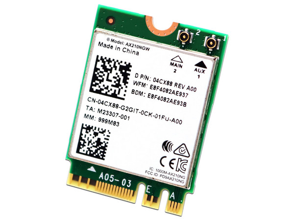 Tarjeta de Red inalámbrica Wi-Fi Intel AX210, 4CX88, 89572936, Wi-Fi 6, Bluetooth 5.3, M.2.