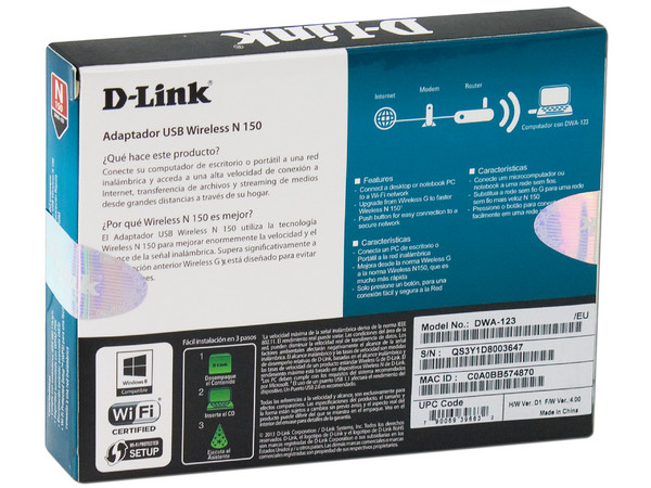 Adaptador USB D-Link Wireless N 150.
