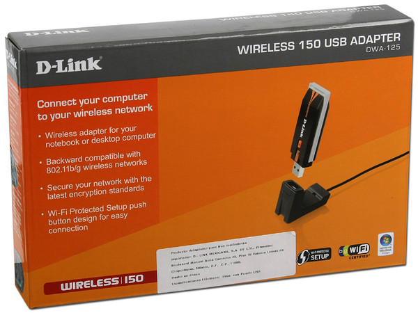 Adaptador USB D-Link DWA-125, 802.11b/g/n, Inalámbrico