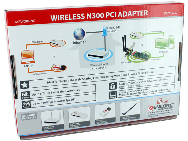 Tarjeta de Red Inalámbrica Encore N300, PCI.