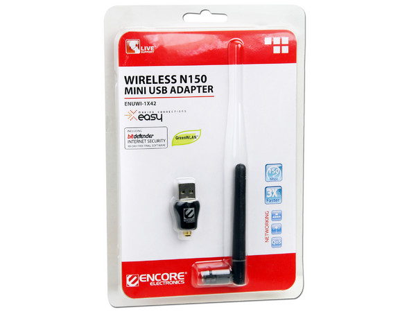 Adaptador Inalámbrico Mini USB Encore N150, con Antena Amplificadora