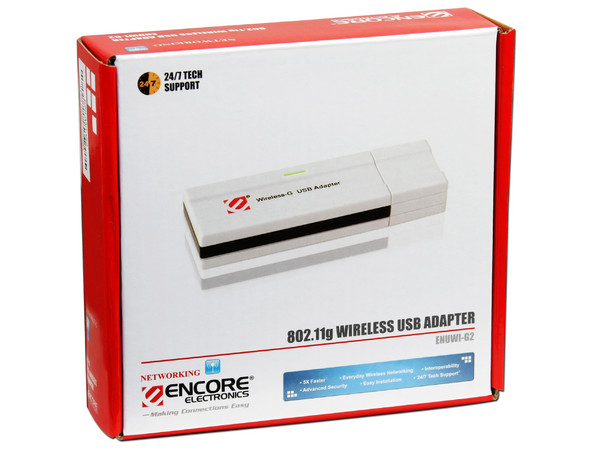 Adaptador Encore USB 802.11G Wireless G, 54Mbps, hasta 100mts.