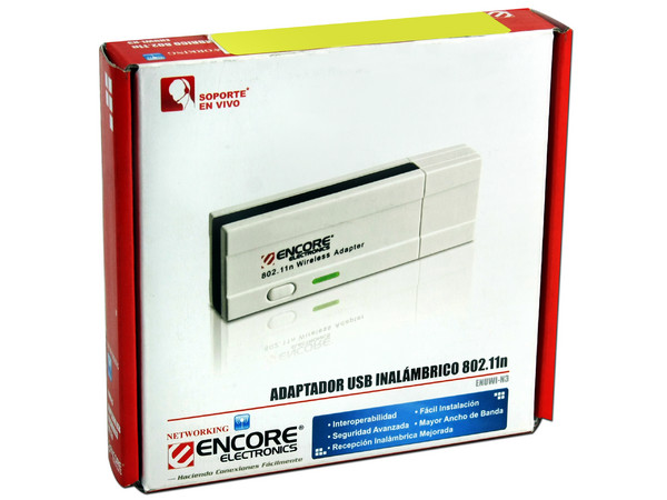 Adaptador Encore USB 802.11N Wireless N,  hasta 150Mbps.