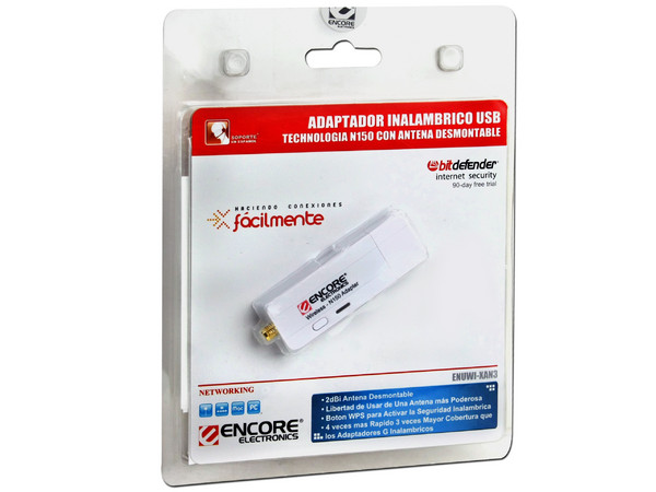 Adaptador Encore ENUWI-XAN3 USB 802.11b/g/n hasta 150Mbps, incluye antena desmontable 