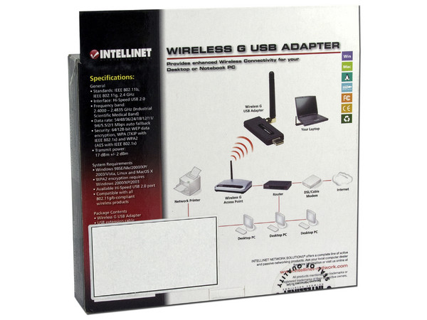 Adaptador USB Inalámbrico G INTELLINET, 802.11b/g, 54Mbps