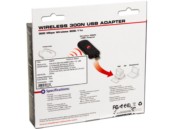Adaptador Inalámbrico USB Intellinet 300N