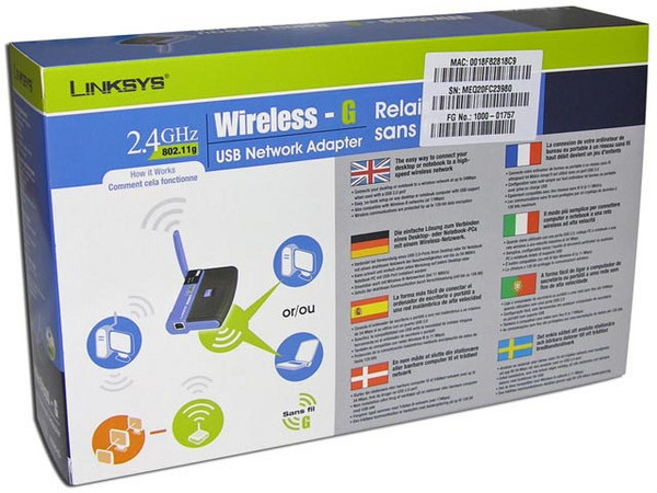 Adaptador de Red Inalámbrico Linksys Wireless-G, USB 2.0