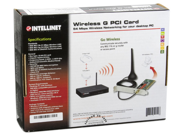 Tarjeta de Red INTELLINET, Inalámbrica IEEE 802.11b/g, 54Mbps, PCI      