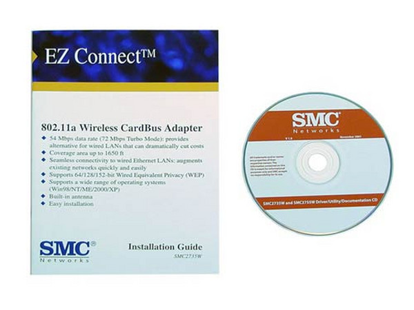 Tarjeta de Red SMC Inalambrica de 11/22/54/72Mbps, CardBus