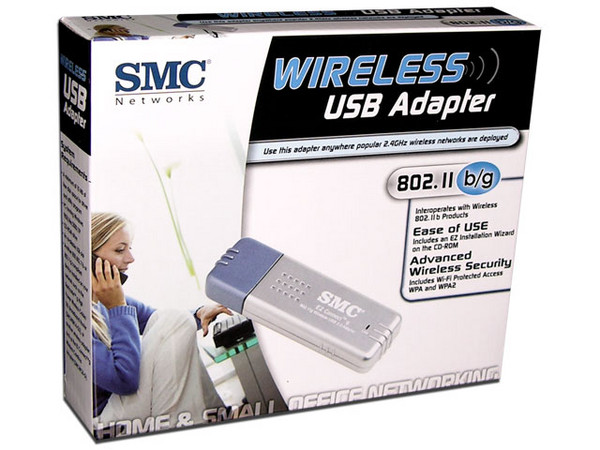 Adaptador USB SMC 802.11b/g, Inalámbrico de 2.4GHz y 54Mbps