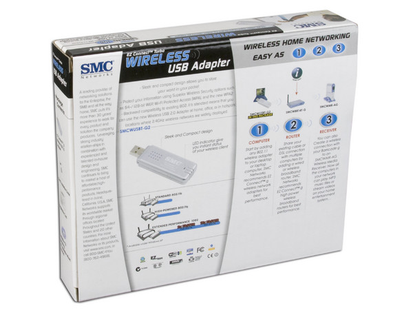 Adaptador USB SMC Turbo 802.11g Inalámbrico de 2.4GHz y 108Mbps