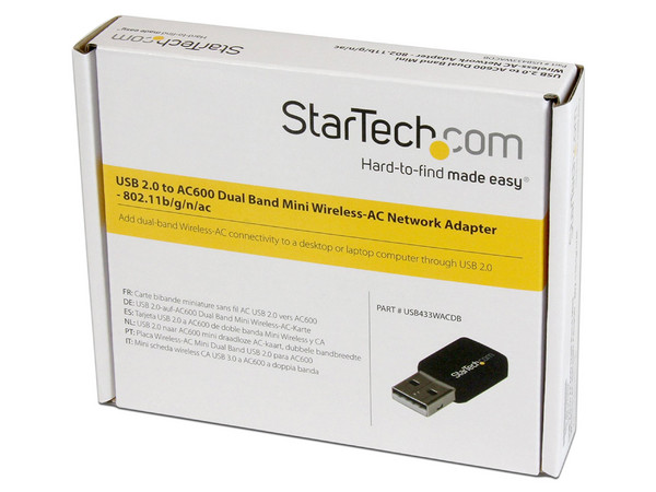 Mini Adaptador Inalámbrico USB Startech USB433WACDB de doble banda, Wireless AC (Wi-Fi 5), hasta 600Mbps, USB.