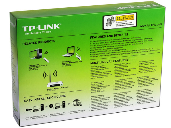 Adaptador USB TP-LINK USB 802.11b/g/n  Hasta  150Mbps