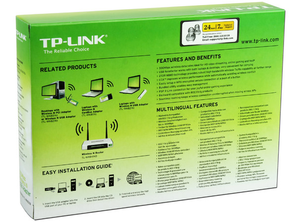 Adaptador USB TP-LINK Wireless N, hasta 300Mbps