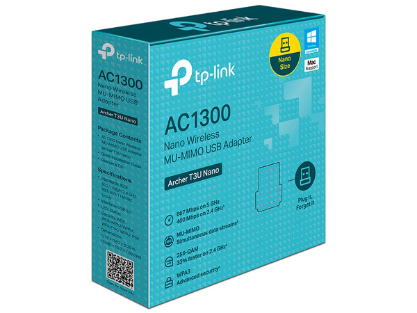 Nano Adaptador Inalámbrico USB TP-Link Archer T3U, Wireless AC (Wi-Fi 5), hasta 867Mbps.
