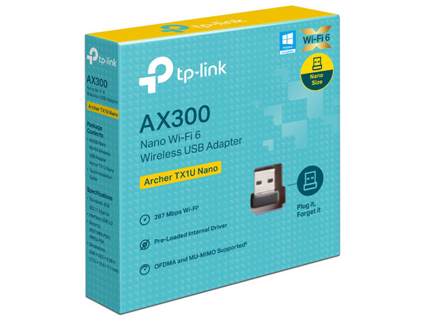 Nano Adaptador Inalámbrico USB 2.0 TP-Link Archer TX1U, Wireless AC (Wi-Fi 6), Frecuencia de 2.4Ghz y 5Ghz, Hasta 287Mbps.