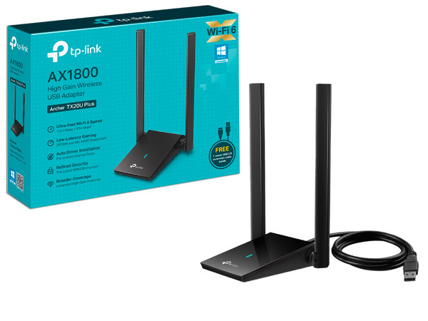 Adaptador Inalámbrico TP-Link Archer TX20U Plus de Doble Banda, Wireless AC (Wi-Fi 6), Hasta 1200Mbps, USB 3.0.