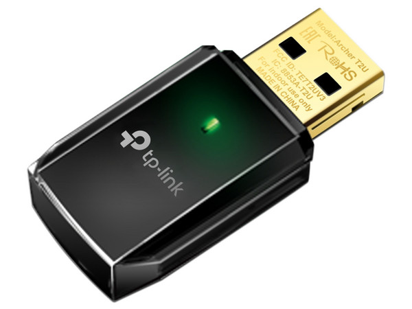 Adaptador Inalámbrico USB TP-Link ARCHER T2U AC600, Doble Banda, Wireless AC (Wi-Fi 5), hasta 600Mbps, USB.
