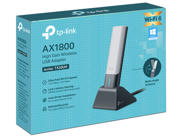 Adaptador Inalámbrico USB TP-Link Archer TX20UH de doble banda, Wireless AX (Wi-Fi 6), hasta 1201Mbps, Color Gris.