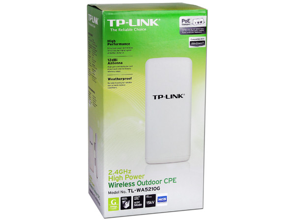 CPE Inalámbrico externo TP-Link de Alta Potencia a 2.4GHz, antena de polarización dual de 12dBi.