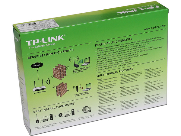 Adaptador Inalámbrico USB TP-LINK High Power, 150 Mbps.