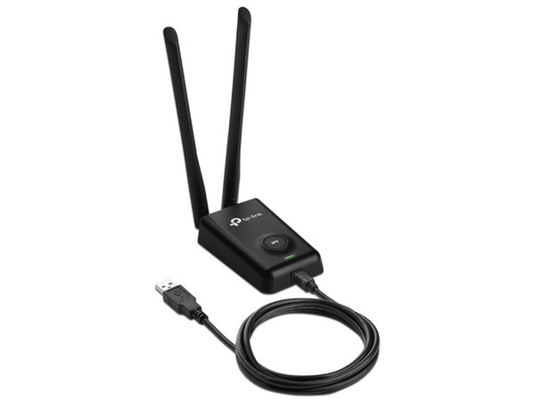 Adaptador Inalámbrico de alta potencia TP-Link TL-WN8200ND, Wireless N (Wi-Fi 4), hasta 300 Mbps, doble antena de alta ganancia, USB.