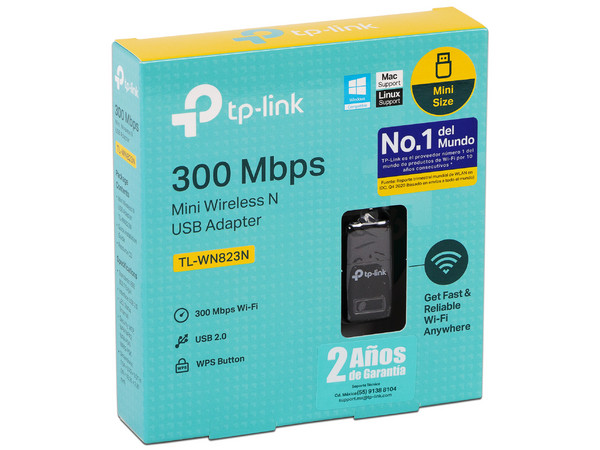 Mini Adaptador inalámbrico USB TP-Link TL-WN823N, Wireless N (Wi-Fi 4), hasta 300 Mbps, USB.