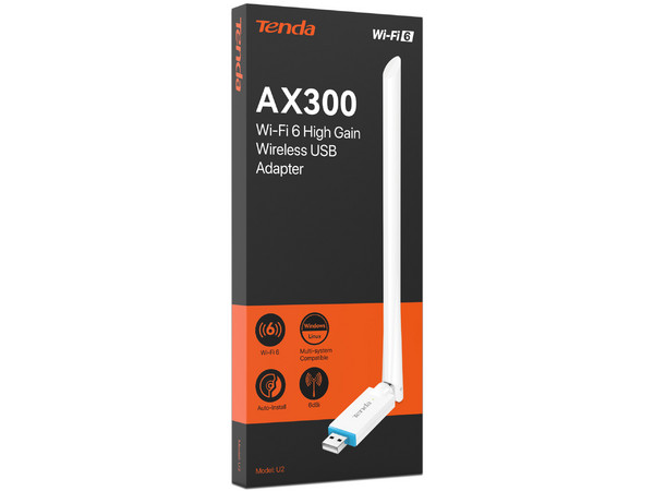 Adaptador Inalámbrico USB Tenda U2 de 2.4 GHz, Wireless AX (Wi-Fi 6), Hasta 286 Mbps, Color Blanco.