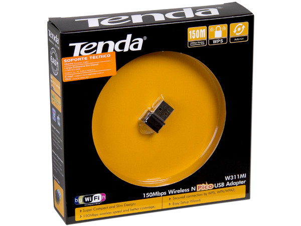 Mini Adaptador USB Tenda Wireless N, hasta 150 Mbps.