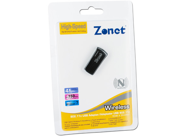 Mini Adaptador USB Zonet Wireless N, hasta 150Mbps