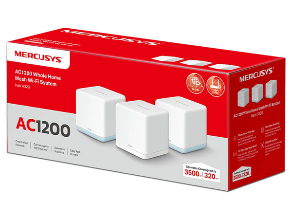 Sistema Wi-Fi de malla MERCUSYS Halo H32G, Wi-Fi 5, Dual Band 2.4 GHz/5GHz, hasta 867 Mbps.