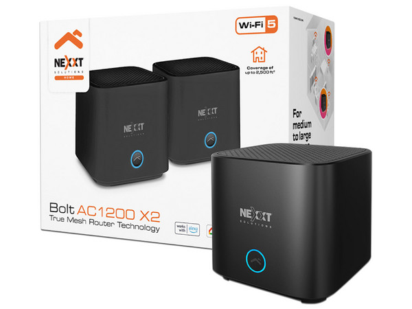 Sistema de Wi-Fi en Malla Nexxt Bolt AX1200 de Doble banda 2.4GHz y 5GHz, Wireless AX (Wi-Fi 5), hasta 1200Mbps. (Paquete de 2).