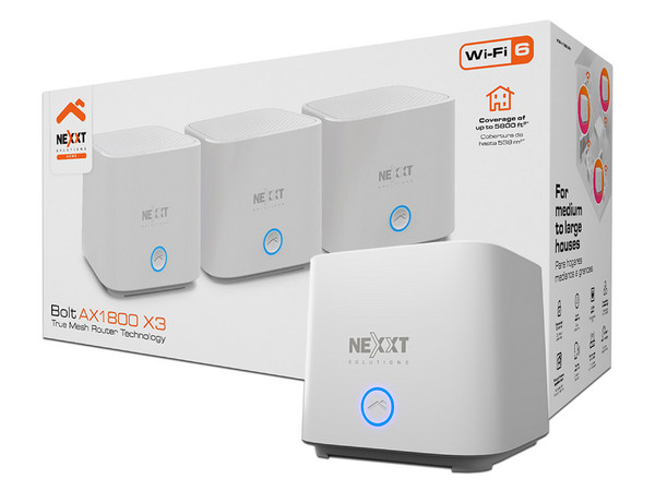 Sistema de Wi-Fi en Malla Nexxt NCM-X1800 3PK de Doble Banda, 2.4GHz y 5GHz, Wireless AX (Wi-Fi 6), hasta 1200Mbps, Paquete de 3 Piezas.