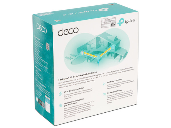 Sistema de Wi-Fi en Malla Tp-Link Deco E4 de Doble banda 2.4GHz y 5GHz, Wireless AC (Wi-Fi 5), hasta 867Mbps.