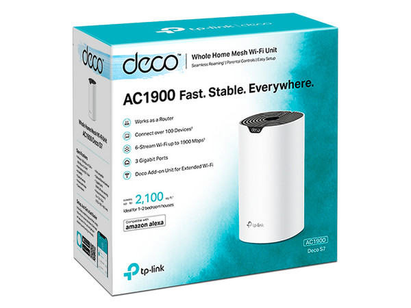 Sistema de Wi-Fi en Malla TP-Link Deco S7, AC1900 de Doble banda 2.4GHz y 5GHz, Wireless AC (Wi-Fi 5), 1900 Mbps.