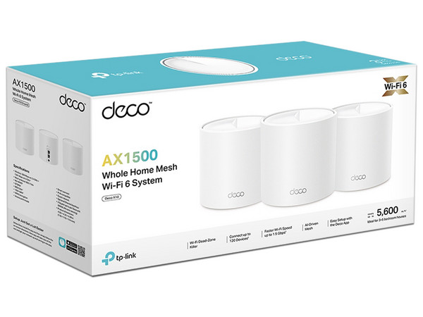 Sistema Wi-Fi en Malla TP-LINK DECO X10 de doble banda, Wireless AX (Wi-Fi 6), hasta 1500 Mbps. Paquete de 3 piezas