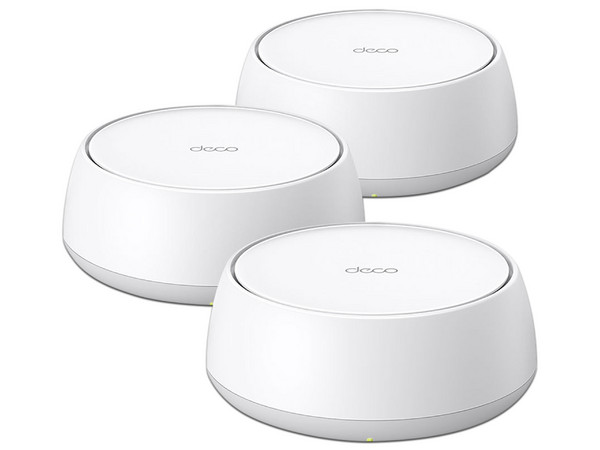 Sistema de malla TP-Link Deco BE25 (3 piezas): Wi-Fi 7 BE3600, bandas de 5 GHz (2882 Mbps) y 2.4 GHz (688 Mbps), tecnología MU-MIMO y OFDMA, 2 puertos RJ45 de 2.5 Gbps por unidad, ideal para conexiones de alta velocidad y cobertura ampliada.