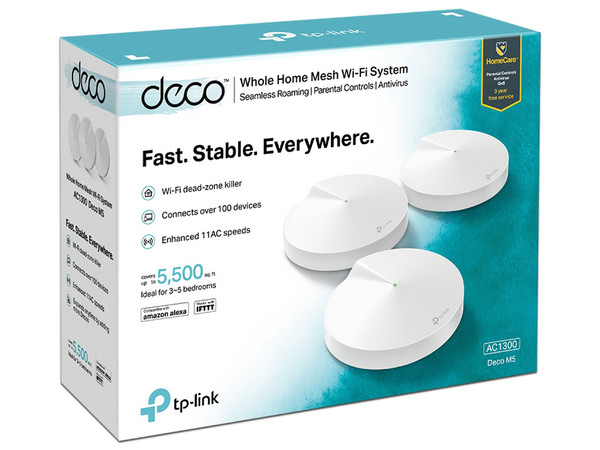 Sistema de Wi-Fi en Malla TP-LINK DECO M5, Doble banda 2.4GHz y 5GHz, Wireless AC (Wi-Fi 5), hasta 1267Mbps, 3 Piezas.