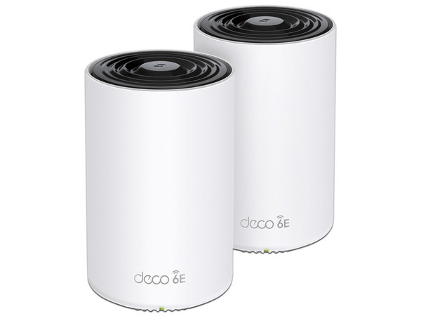 Router Inalámbrico TP-Link Deco XE75: Sistema de malla de triple banda con tecnología Wi-Fi 6E (Wireless AX), velocidades de hasta 5400 Mbps, incluye 2 piezas, color blanco.