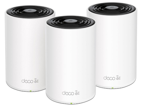 Sistema de Wi-Fi en Malla TP-Link Deco XE75 Pro de Triple Banda, Wireless AX (Wi-Fi 6E), Hasta 5400 Mbps, (3 Piezas). Color Blanco.