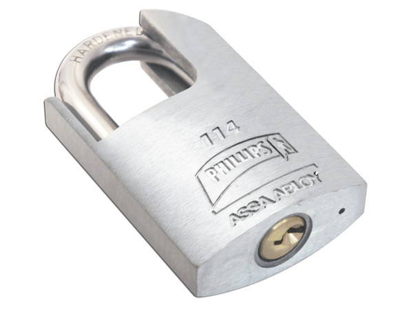 Candado Metálico Robusto para Puertas, Llave PH-52, Diseño Anti-palanca con Gancho Protegido, Color Plata.