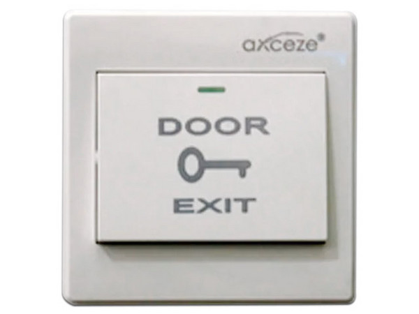 Botón liberador de puerta AXCEZE AX-B40, con base integrada.
