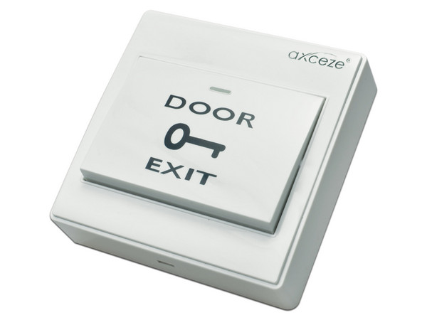 Botón liberador de puerta AXCEZE AX-B40, con base integrada.