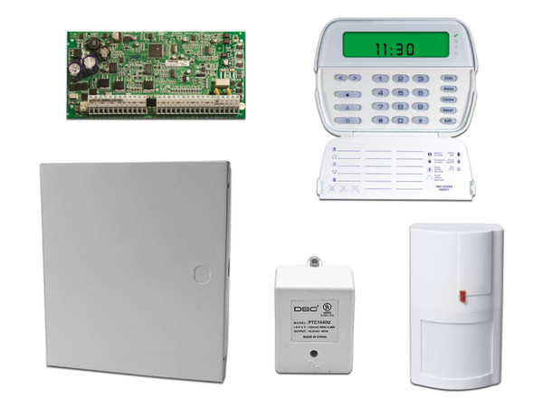 Kit DSC Serie Power con Panel PC1832PCBSPA de 8 a 32 Zonas, Teclado Inalambrico RFK5501, Detector de Movimiento WS4904PM, Transformador PTC1640U, Incluye Gabinete Grande.