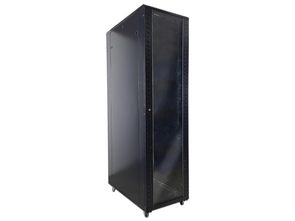Gabinete de Piso Enson ENS-RKGB45U4: Rack Independiente 45UR, Material Metálico. Puerta Frontal y Trasera con Cerradura, Paneles Laterales Desmontables. Color Negro.