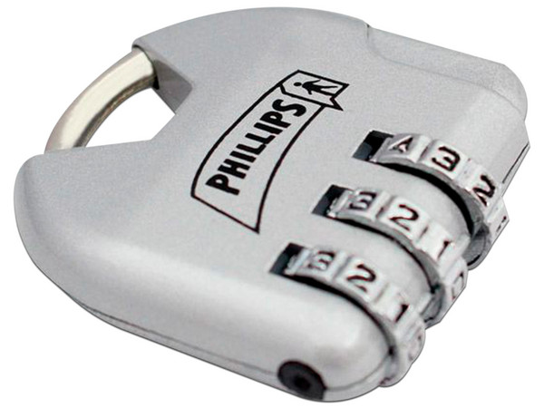 Candado de Combinación Ajustable Phillips, no requiere llave, Color gris.
