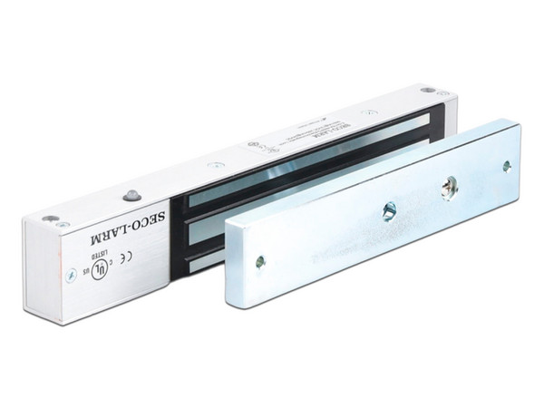 Chapa magnética Seco-Larm E941SA600 de 600-lb, LED de estatus, Voltaje dual 12-24V, incluye Soporte en 
