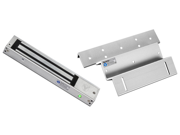 Cerradura magnética YLI YM280NLED de 280 Kg de fuerza de sujeción, LED, IP68. Incluye soporte MBK280NZL para su instalación.