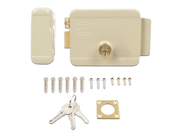 Kit de Cerradura Eléctrica Yale 89371, Incluye Cerradura Izquierda Eléctrica 321DC, HUB de Apertura atreves de Smartphone y 3 Controles Remotos.